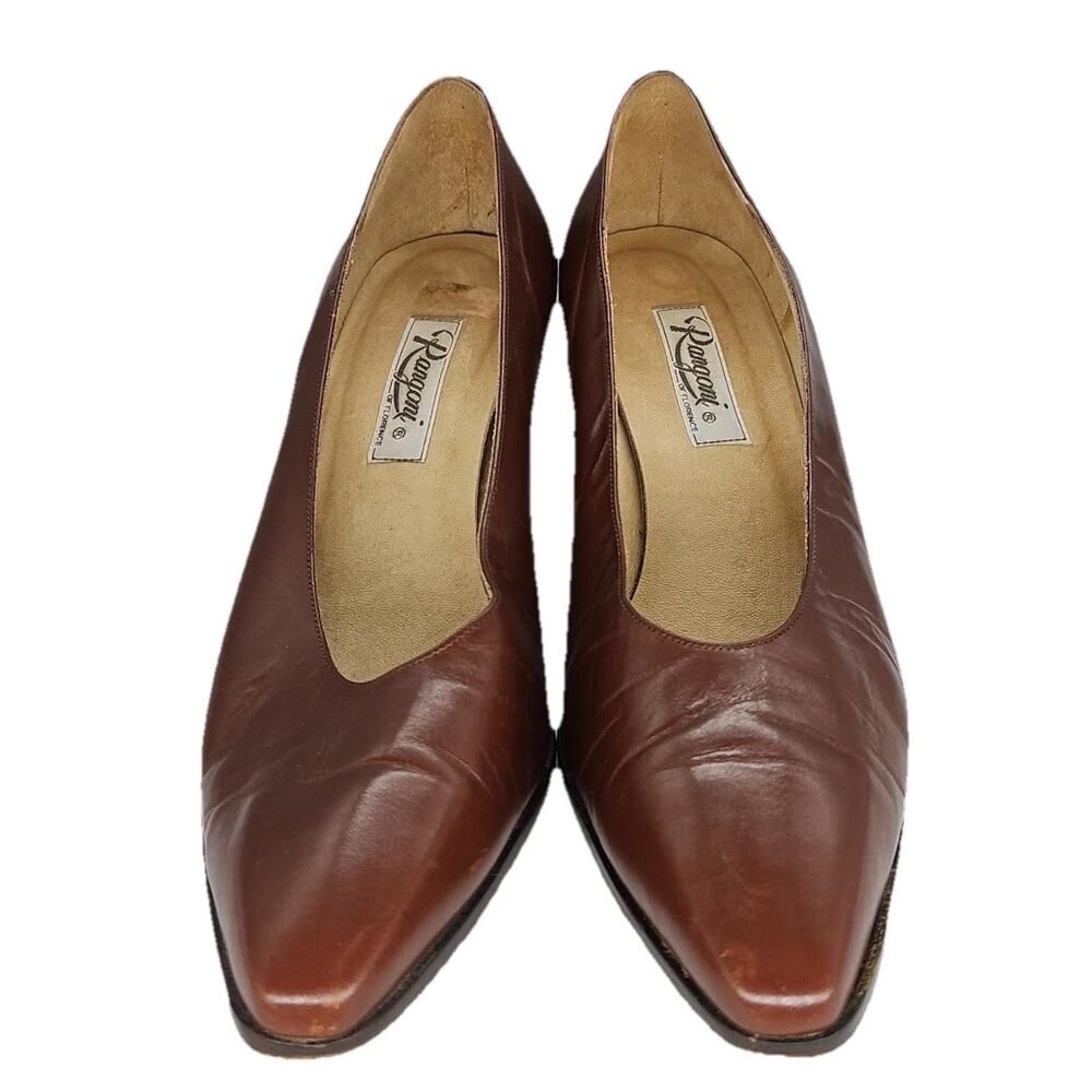 Rangoni Of Florence Womens 8 Brown Leather Pumps Kitten Heel Made In Italy